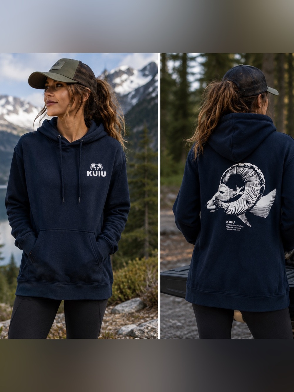 Women’s KUIU Navy Ram Horn Graphic sweatshirt-Longer length-EUC-Size xxl
